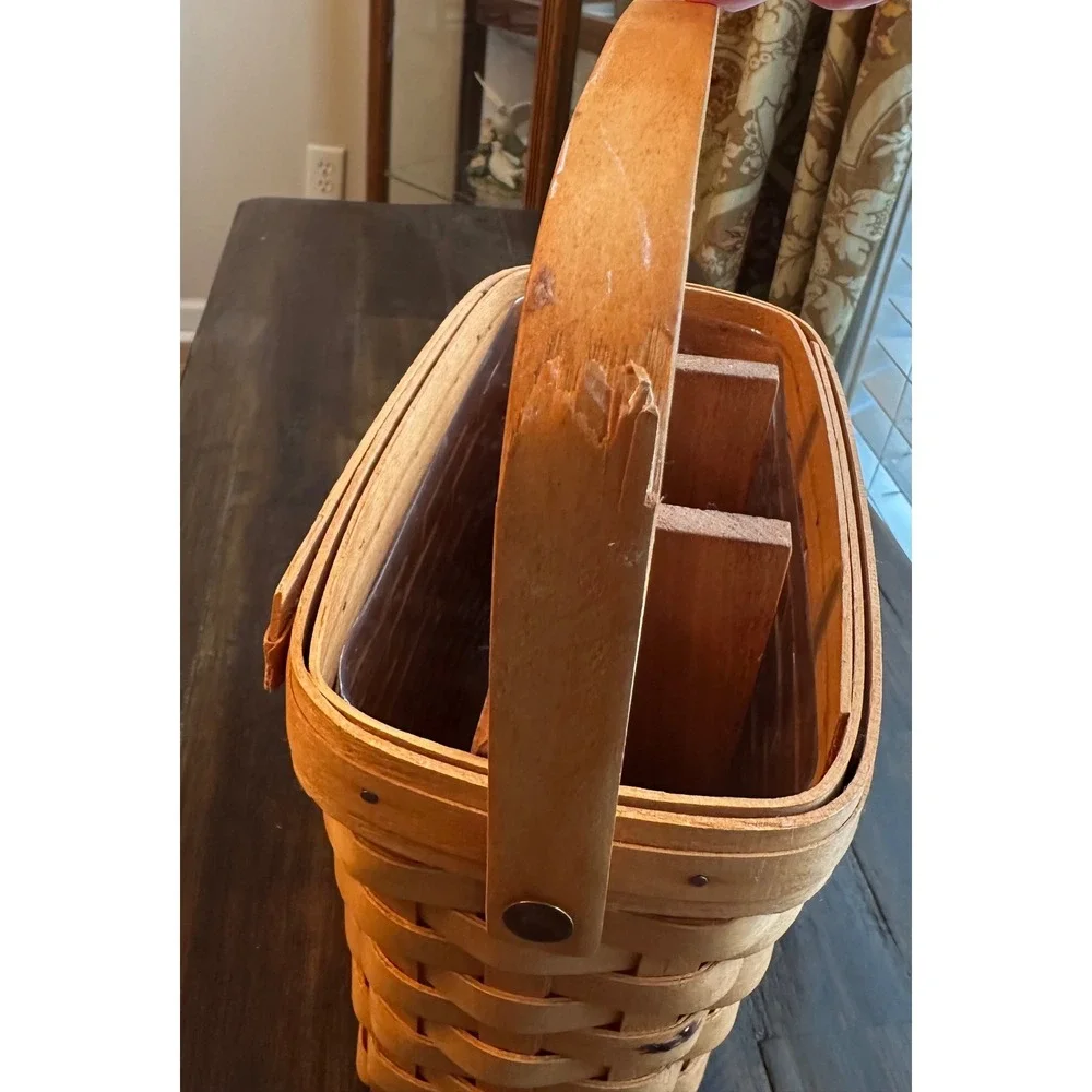 Longaberger 1995 Edition Dresden Basket with Liner and Wooden Divider Handwoven